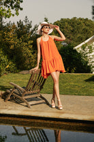 Lunaire Studio-Chery Brandy Rose - Turuncu Mİni Elbise-Elbise-3-Milagron.com