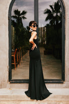Lunaire Studio-Emily - Siyah Drapeli Likralı Uzun Elbise-Elbise-2-Milagron.com