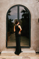 Lunaire Studio-Emily - Siyah Drapeli Likralı Uzun Elbise-Elbise-5-Milagron.com