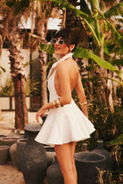Lunaire Studio-Helen - Ekru Pileli Tüvit Mini Elbise-Elbise-3-Milagron.com