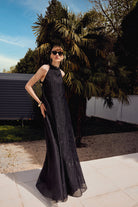 Lunaire Studio-Midnight Sky - Sırt Dekolteli Örgü Askılı Siyah Maksi Elbise-Elbise-4-Milagron.com