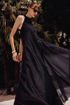 Lunaire Studio-Midnight Sky - Sırt Dekolteli Örgü Askılı Siyah Maksi Elbise-Elbise-6-Milagron.com