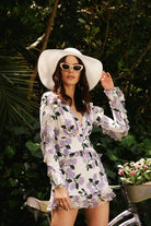 Lunaire Studio-Purple Hydrangea - Çiçek Desenli Elbise-Elbise-1-Milagron.com