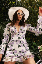 Lunaire Studio-Purple Hydrangea - Çiçek Desenli Elbise-Elbise-2-Milagron.com