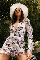 Lunaire Studio-Purple Hydrangea - Çiçek Desenli Elbise-Elbise-3-Milagron.com