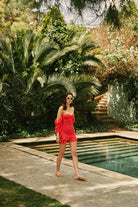 Lunaire Studio-Red Anemone - Nar Çiçeği Büzgülü Elbise-Elbise-1-Milagron.com