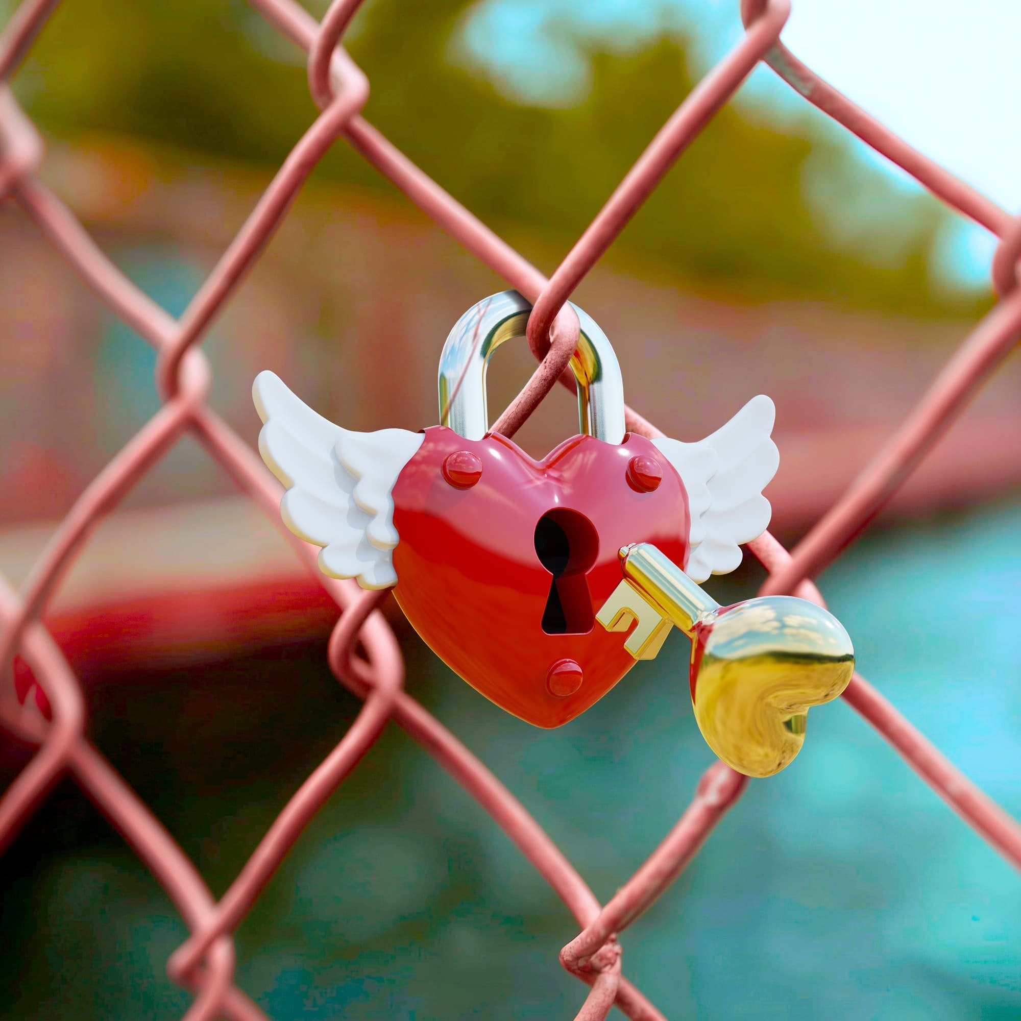 Metalmorphose Love Lock Kırmızı Anahtarlık