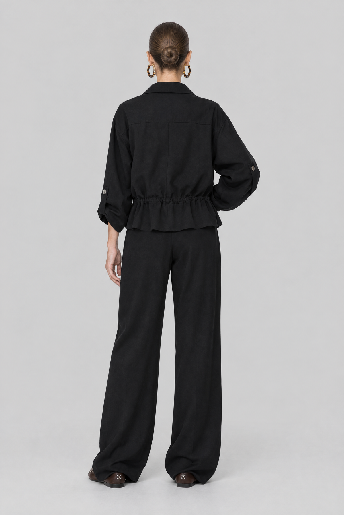 Anais Tencel Geniş Paça Pantolon Siyah