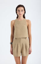 Lena Keten Crop Top - Bej