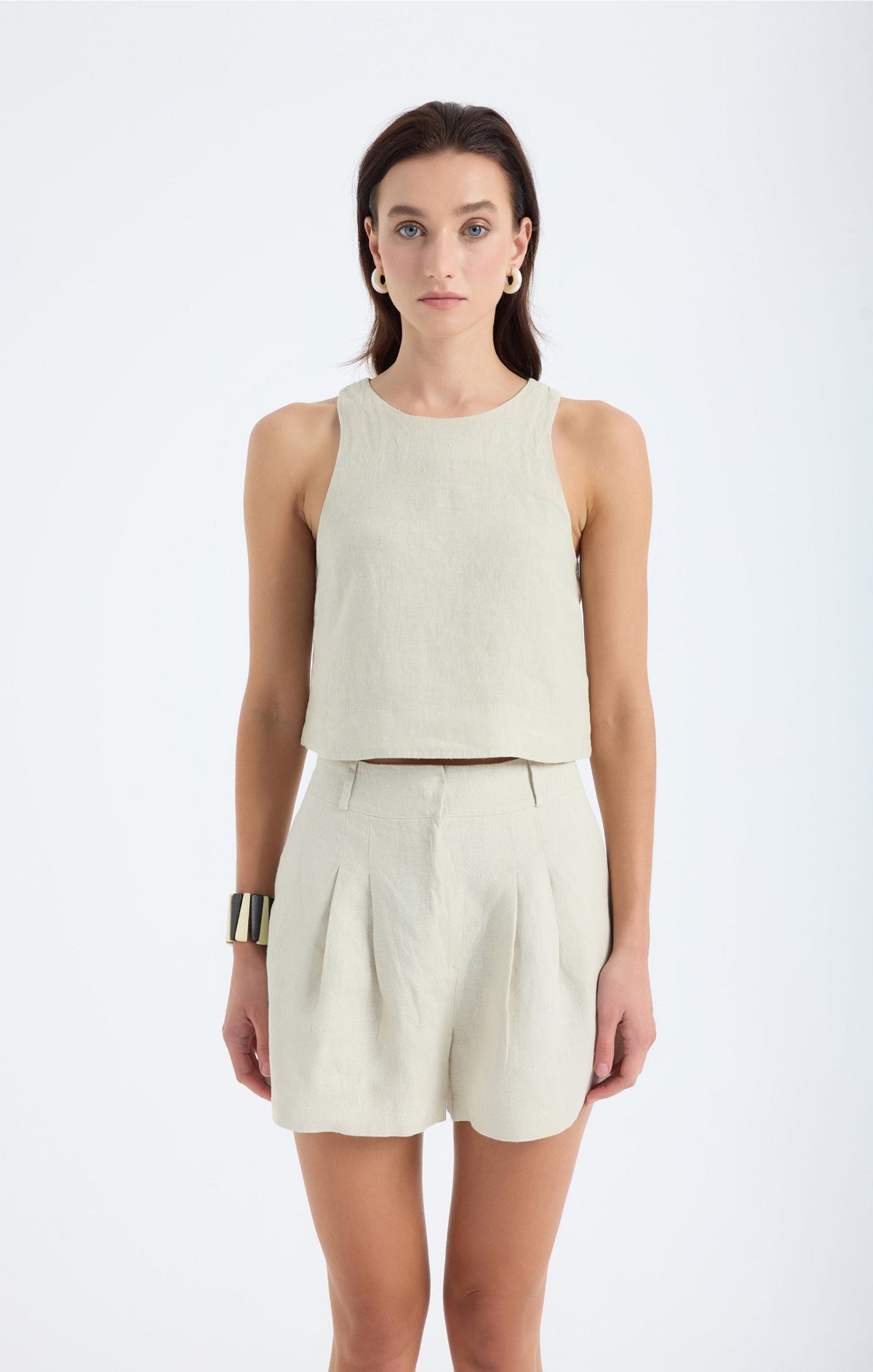 Lena Keten Crop Top - Taş Rengi