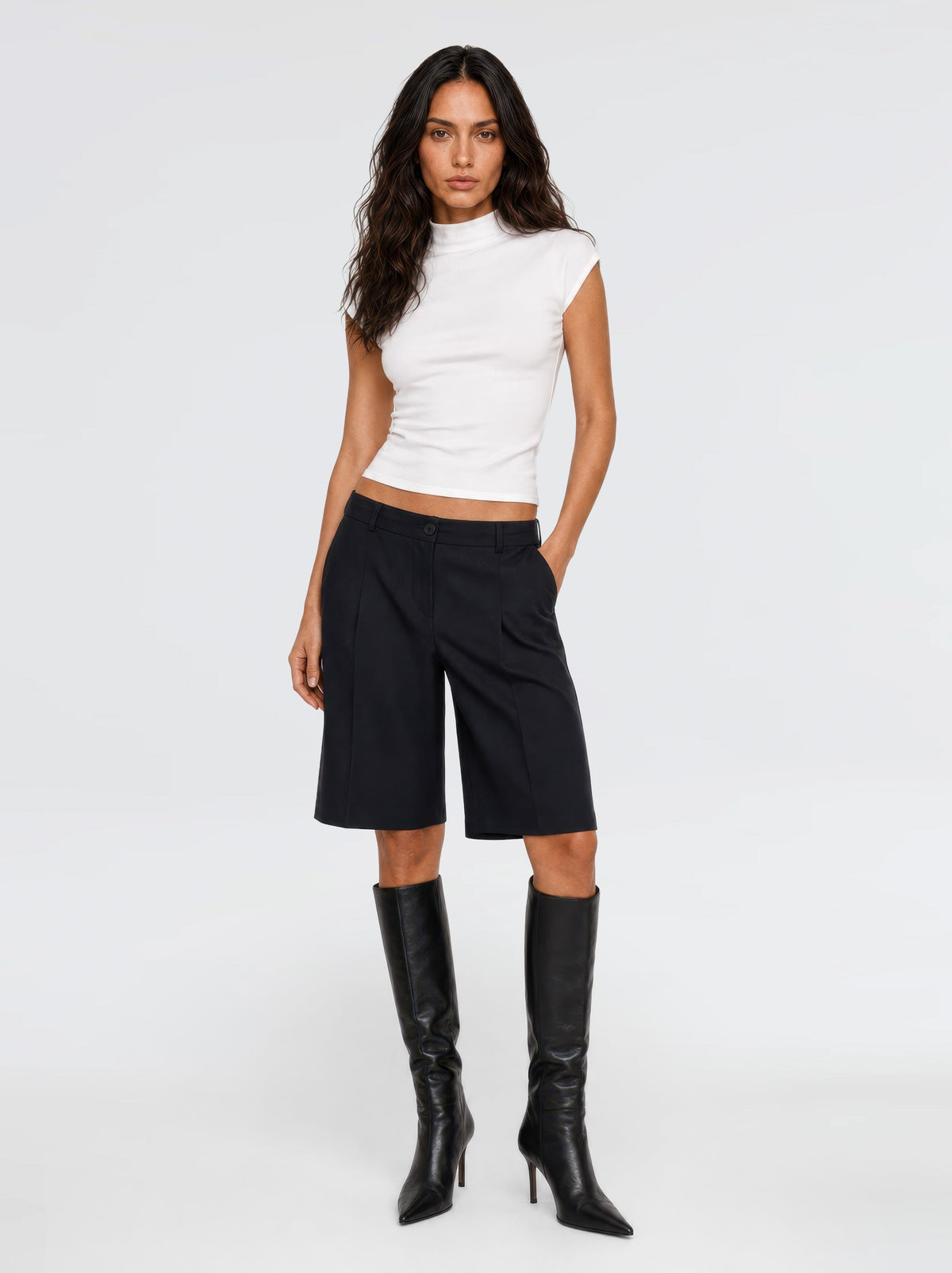 Vera Tencel Bermuda Şort - Siyah