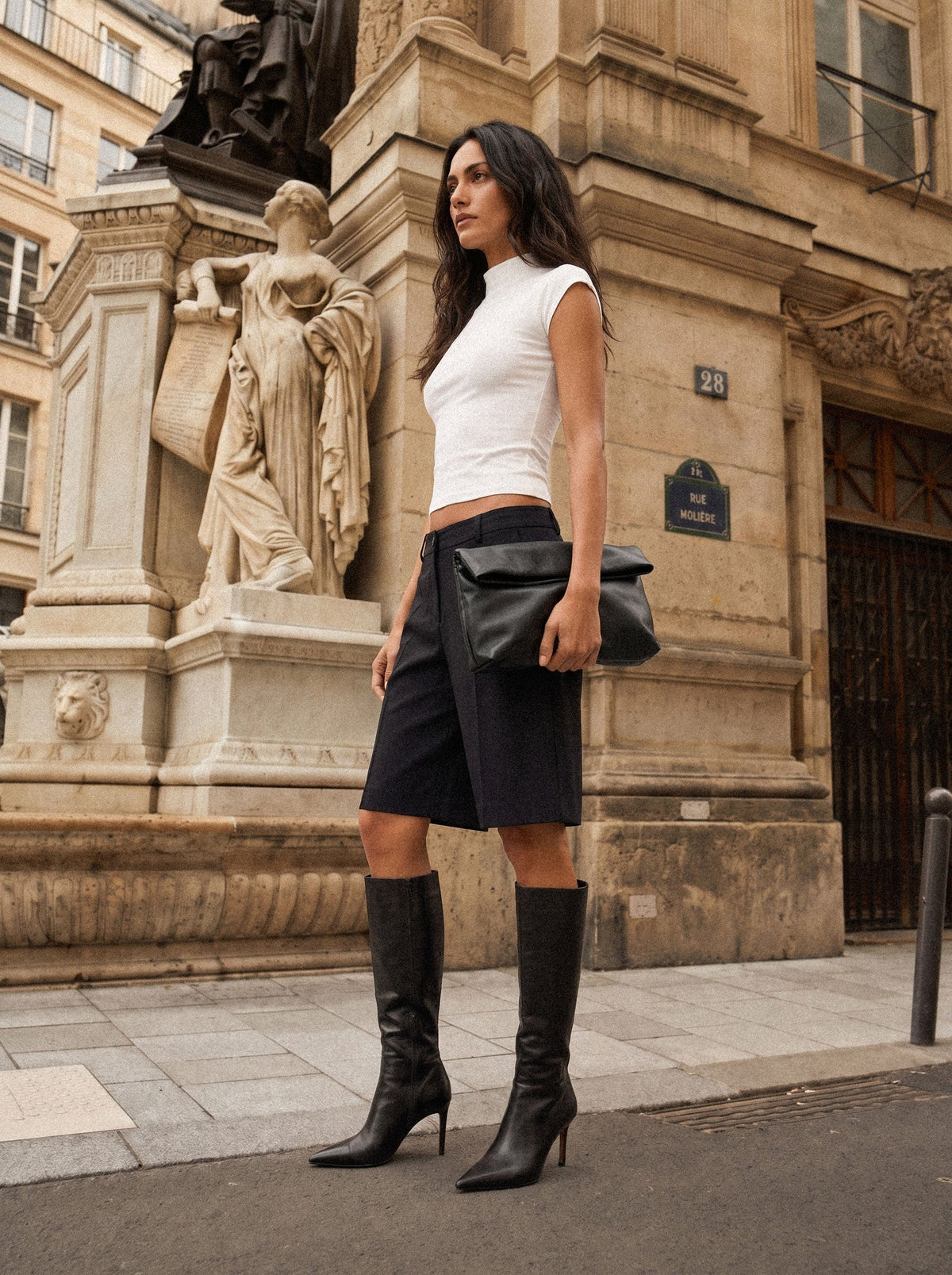 Vera Tencel Bermuda Şort - Siyah