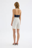 Veyra Silk Effect Viskon Halter Bluz - Lacivert