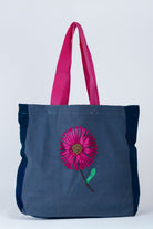 Çiçek Nakışlı Kumaş Omuz Çantası - 0