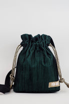 Mah-Roc-Koyu Yeşil Çizgili Kadife Mini Omuz Çantası-Omuz Çantası-1-Milagron.com