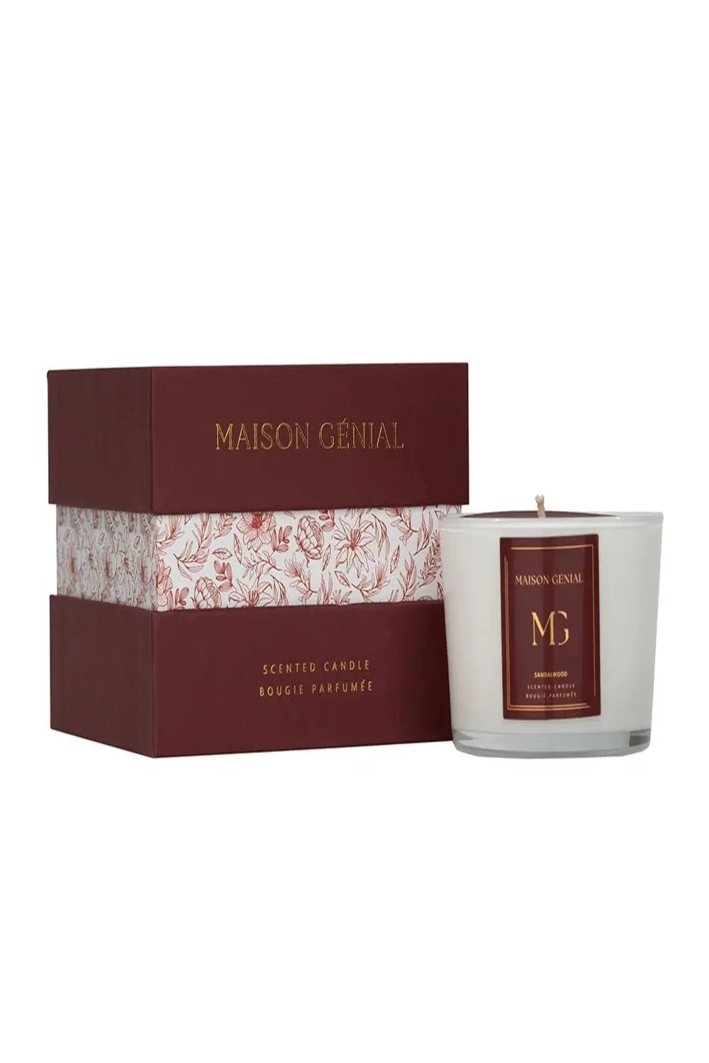 Maison Genial-Maison Genial Luxury Sandal Wood Bordo Mum Küçük Boy 160g-Mum-1-Milagron.com