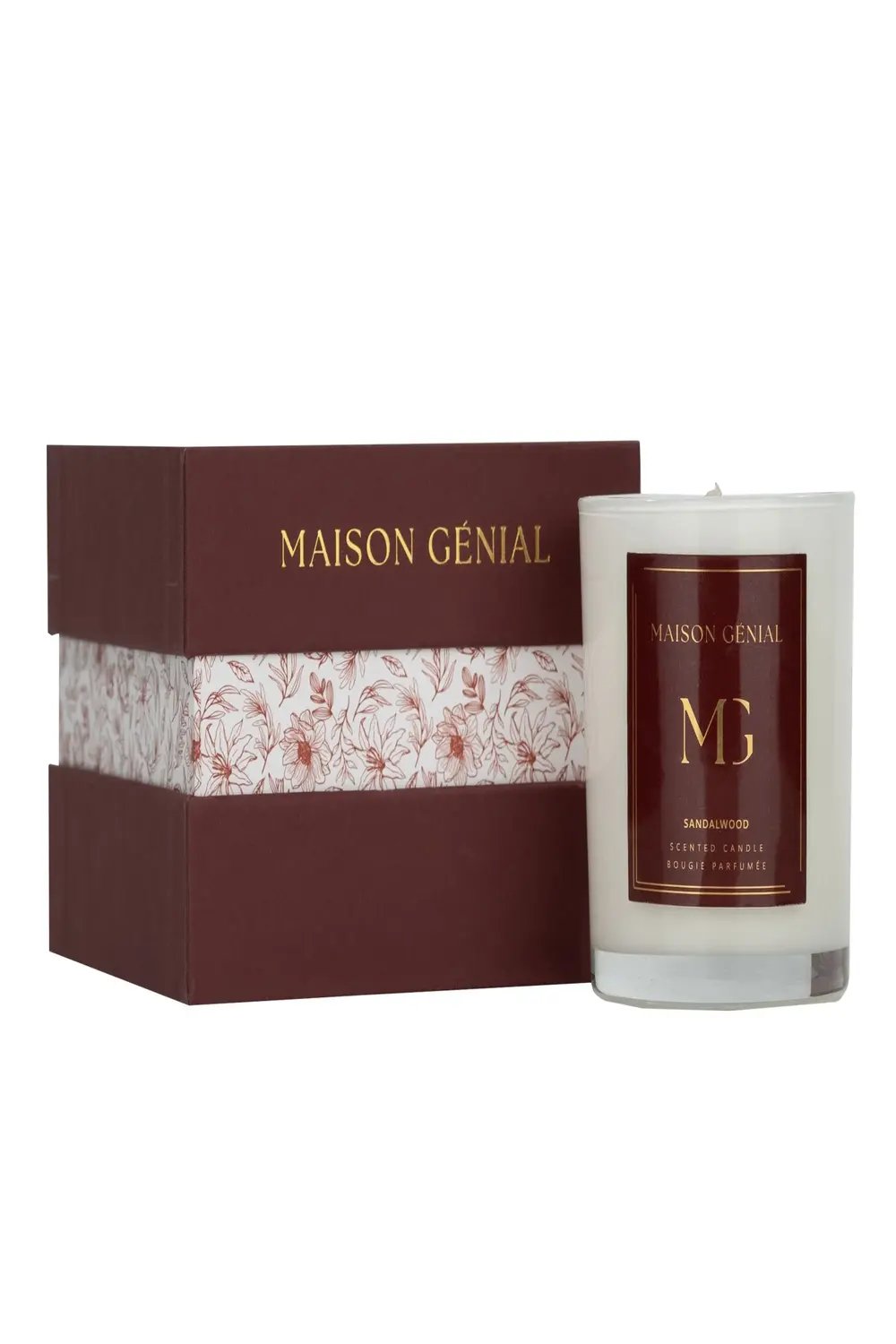 Maison Genial-Maison Genial Luxury Sandal Wood Bordo Mum Orta Boy 210g-Mum-1-Milagron.com