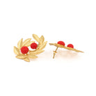 Maison Sacrée-Coral Leaf Earrings-Earrings-2-Milagron.com