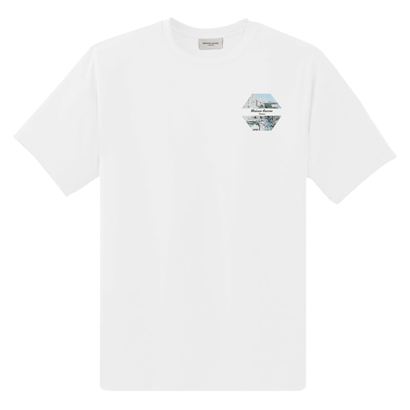 Maison Sacrée-Le Festival Beige Printed T Shirt-T-Shirts-1-Milagron.com