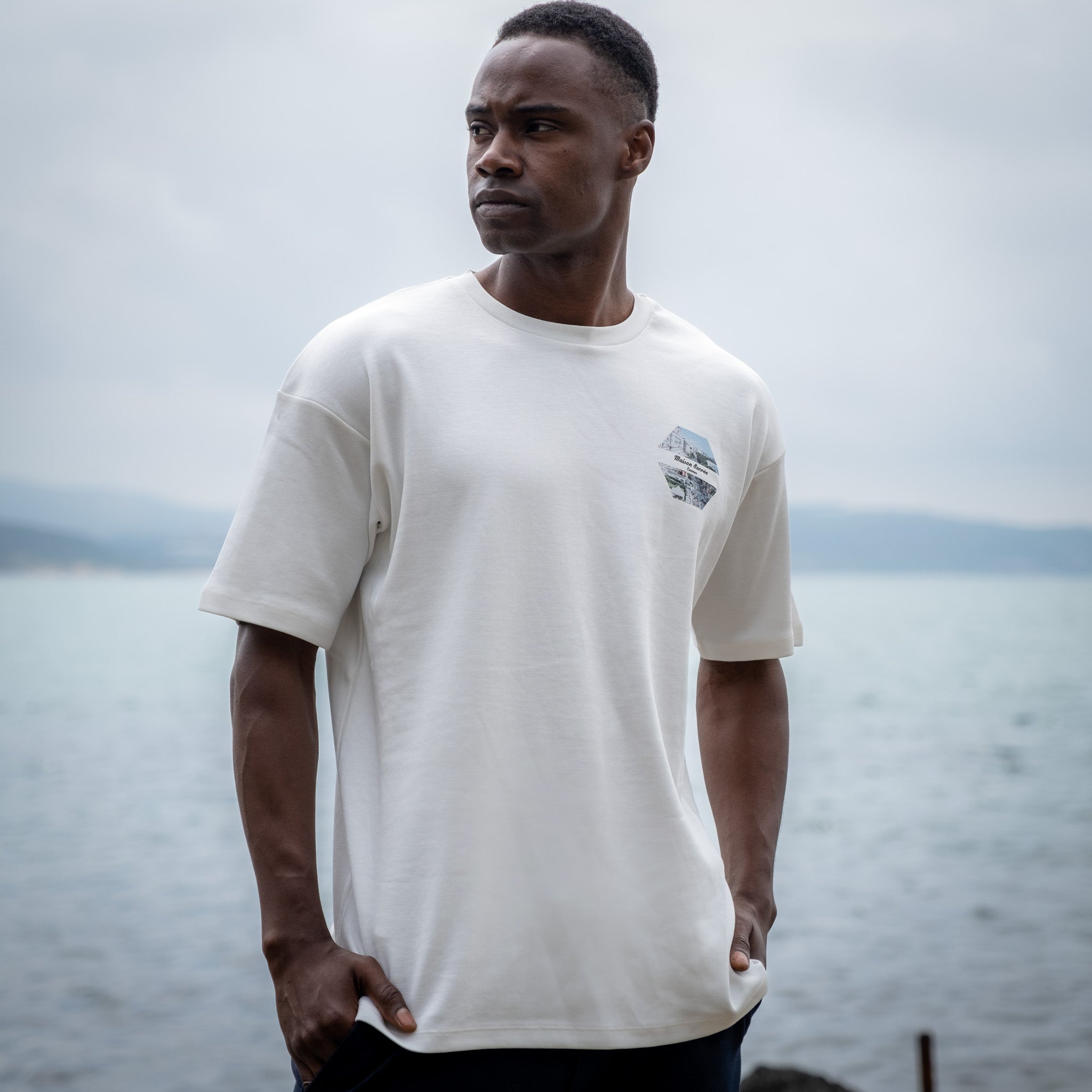 Maison Sacrée-Le Festival Beige Printed T Shirt-T-Shirts-2-Milagron.com