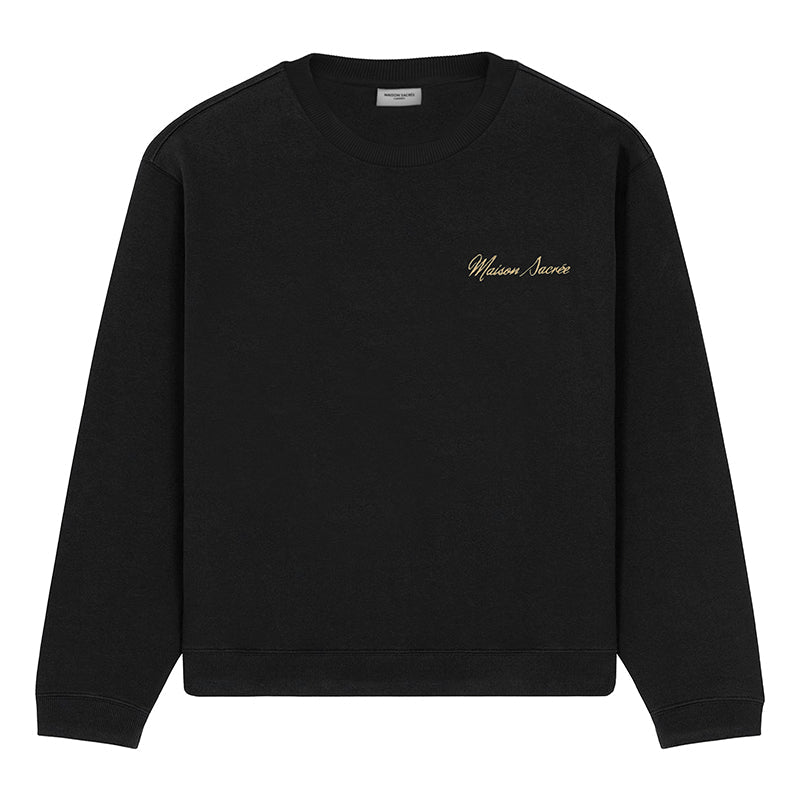 Maison Sacrée-Maison Sacrée Black Basic Sweatshirt-Sweatshirts & Hoodies-1-Milagron.com