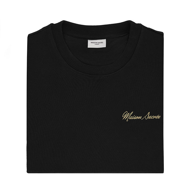 Maison Sacrée-Maison Sacrée Black Basic Sweatshirt-Sweatshirts & Hoodies-3-Milagron.com