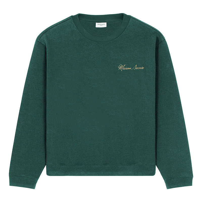 Maison Sacrée-Maison Sacrée Green Basic Sweatshirt-Sweatshirts & Hoodies-1-Milagron.com