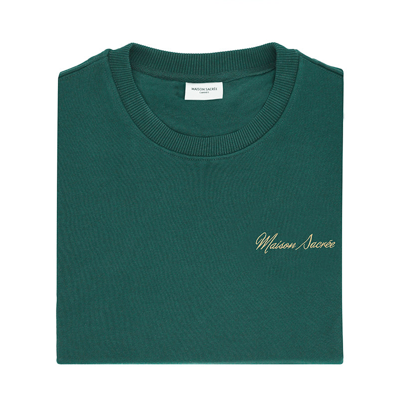 Maison Sacrée-Maison Sacrée Green Basic Sweatshirt-Sweatshirts & Hoodies-3-Milagron.com