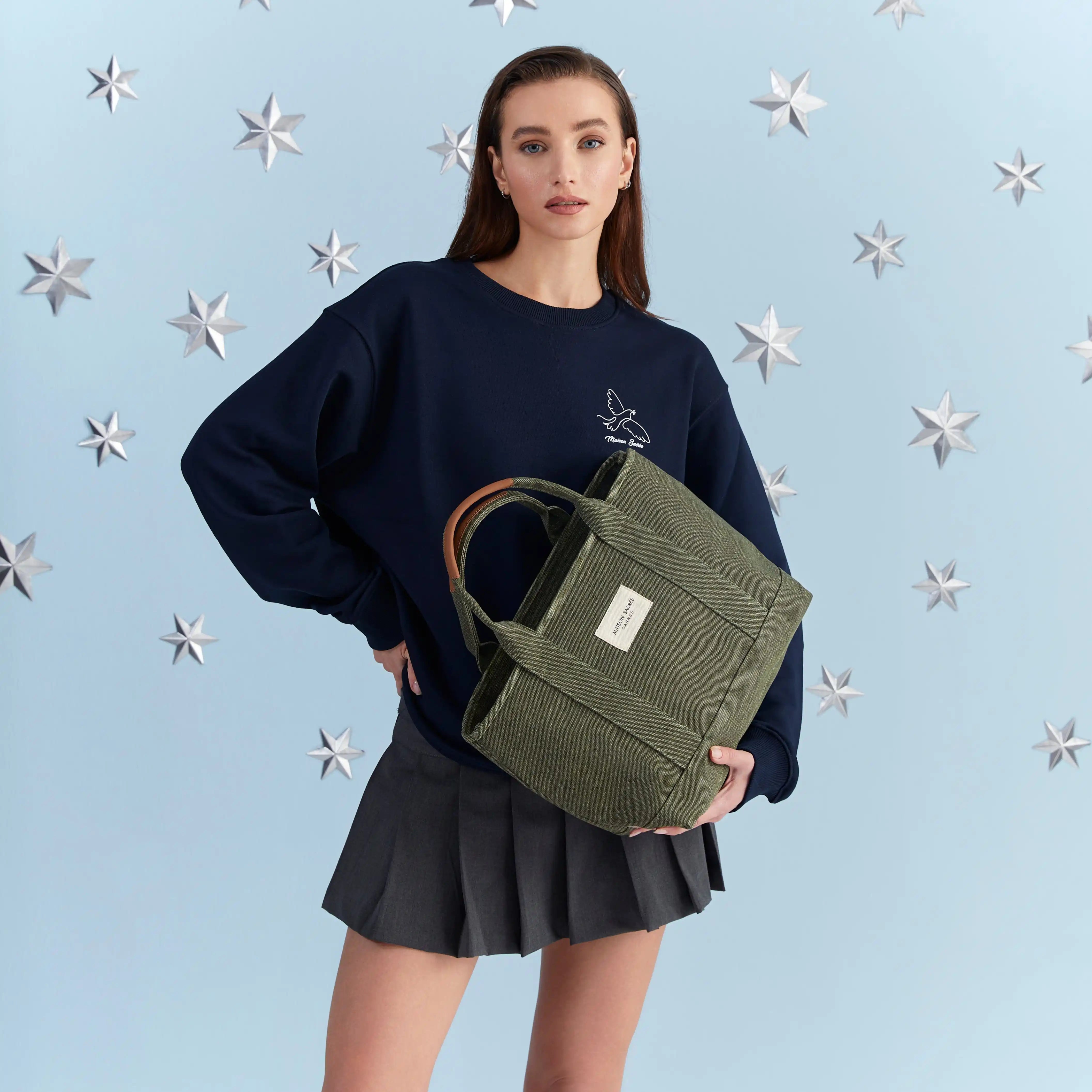 Maison Sacrée-Miramar Khaki Large Shoulder Bag-Miramar-2-Milagron.com