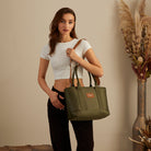 Maison Sacrée-Miramar Winter Khaki Large Shoulder Bag-Miramar-2-Milagron.com