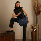 Maison Sacrée-Miramar Winter Navy Blue Large Shoulder Bag-Miramar-2-Milagron.com