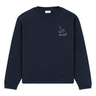 Maison Sacrée-Paloma Navy Blue Printed Sweatshirt-Sweatshirts & Hoodies-1-Milagron.com