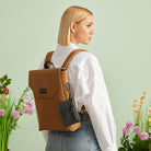Maison Sacrée-SORUNLU - Ferrat Golden Brown 13'' Backpack-Sırt Çantası-7-Milagron.com