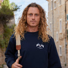 Maison Sacrée-Sur La Neige Navy Blue Printed Sweatshirt-Sweatshirts & Hoodies-4-Milagron.com