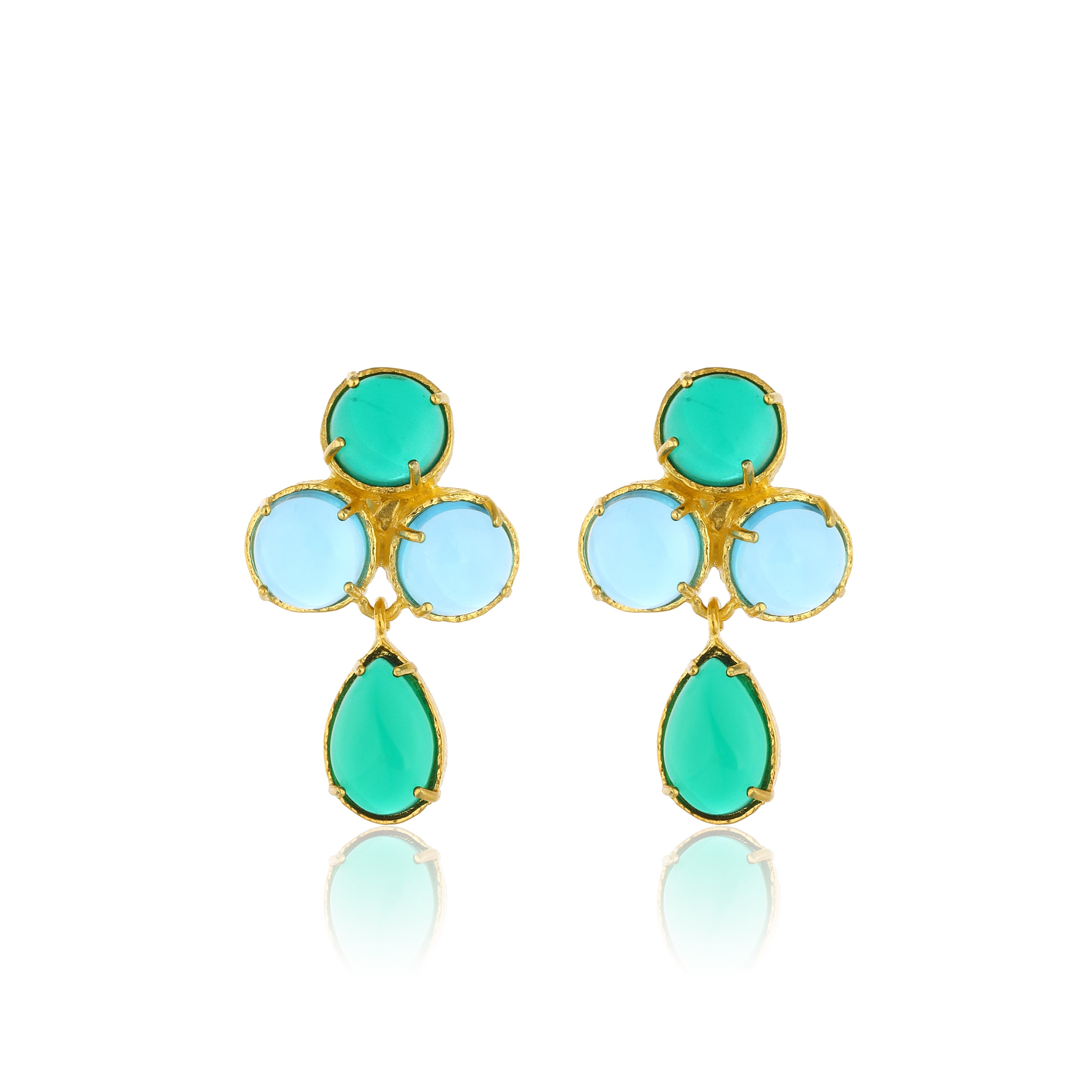 Maison Soula-Aqua Earrings Blue & Green-Earrings-1-Milagron.com