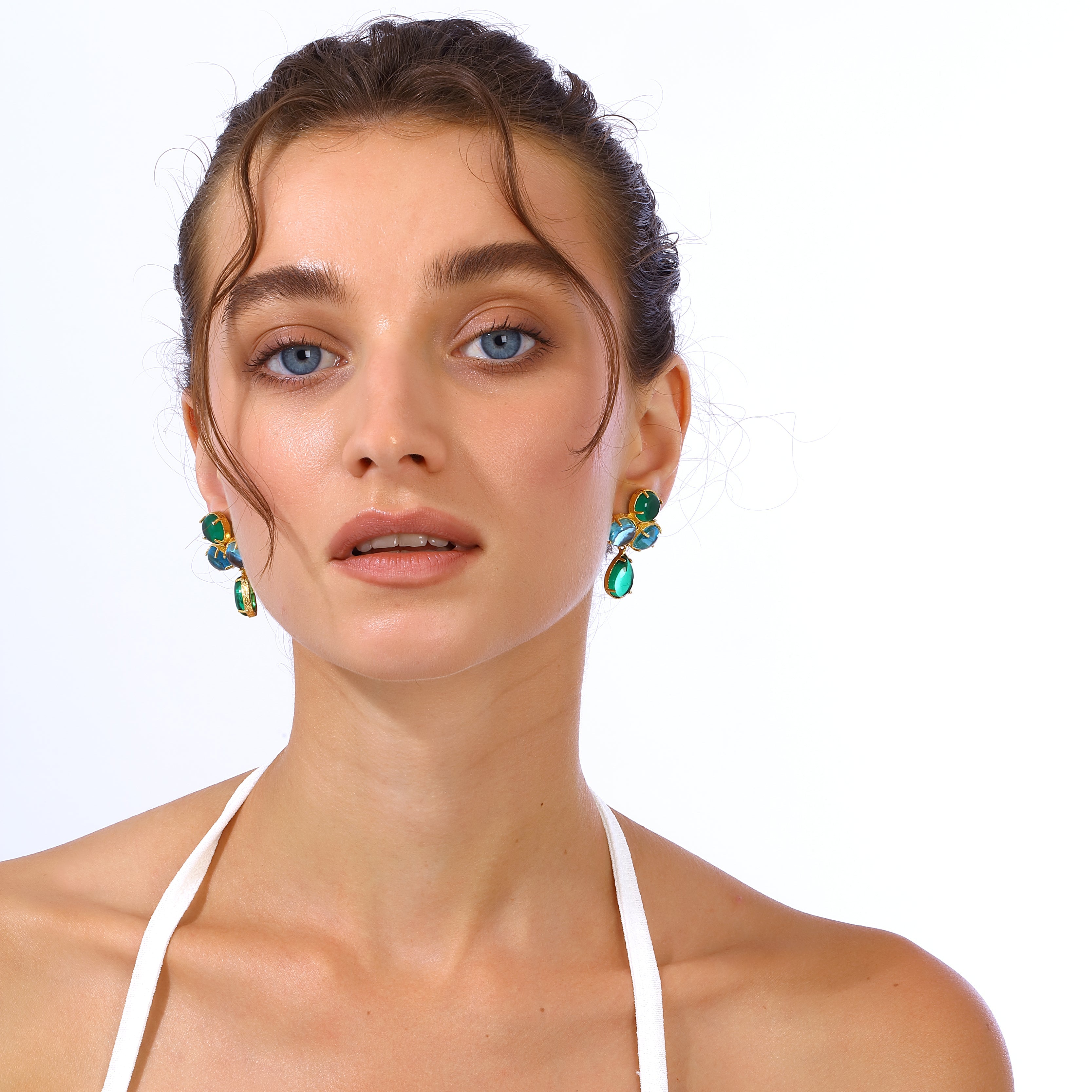 Maison Soula-Aqua Earrings Blue & Green-Earrings-4-Milagron.com