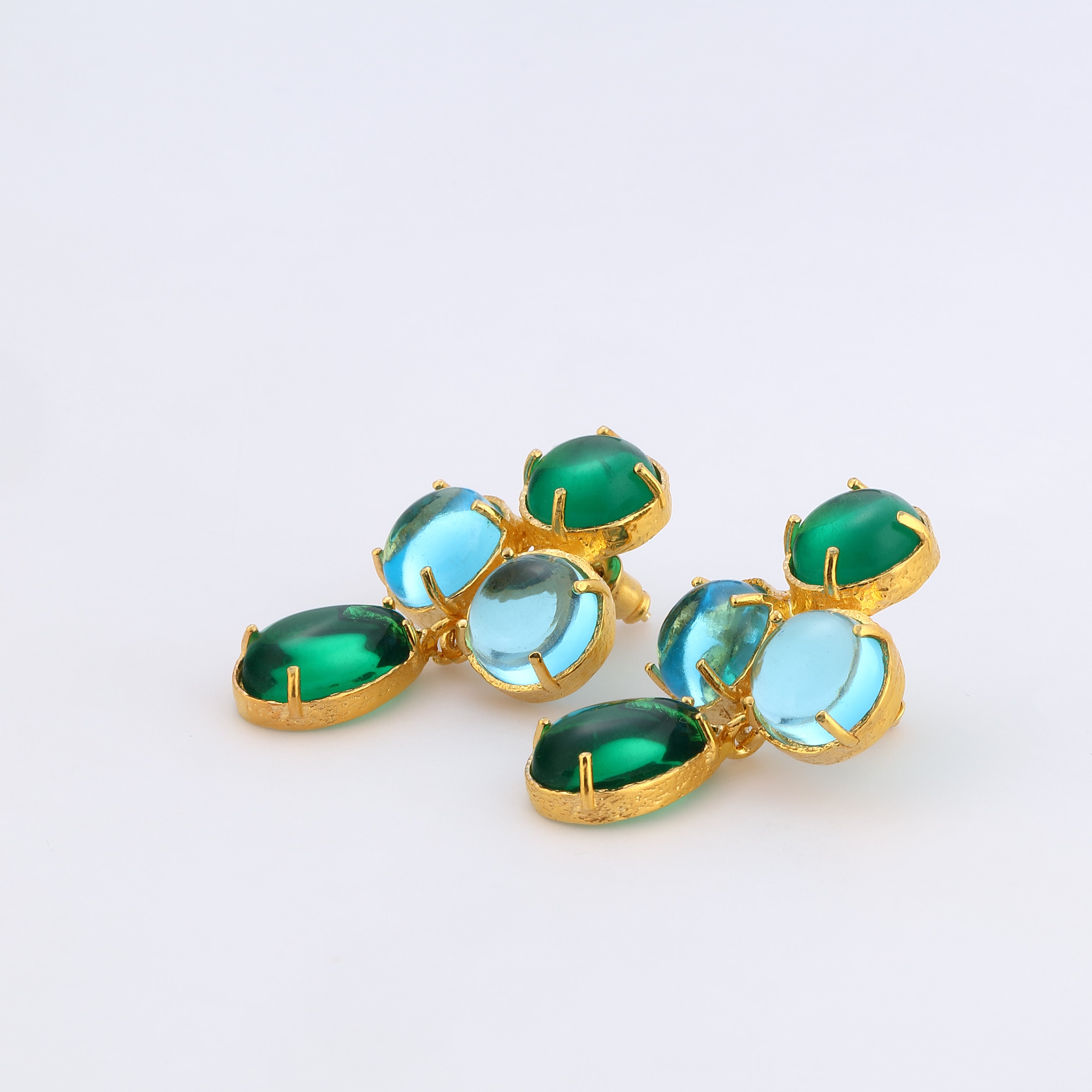 Maison Soula-Aqua Earrings Blue & Green-Earrings-6-Milagron.com