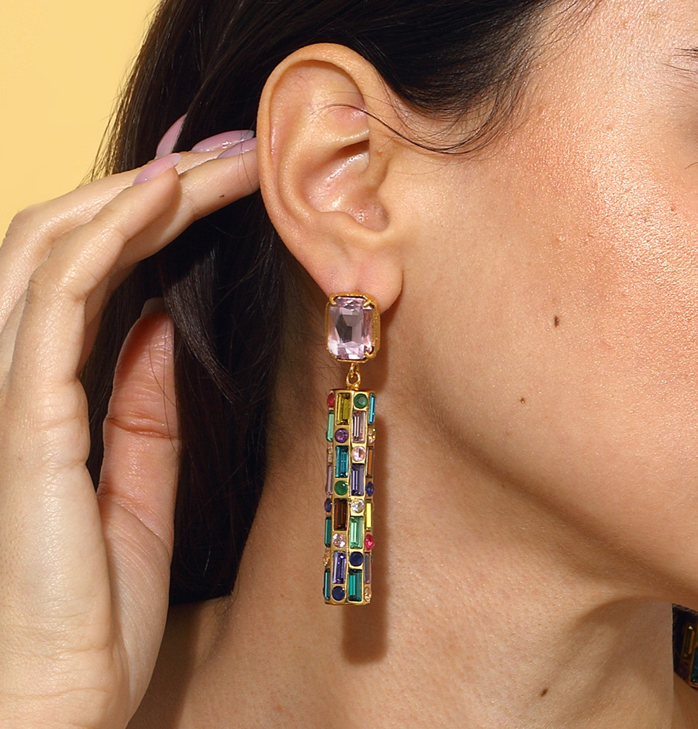 Maison Soula-Cher Drop Earrings Rose Pink-Earrings-5-Milagron.com