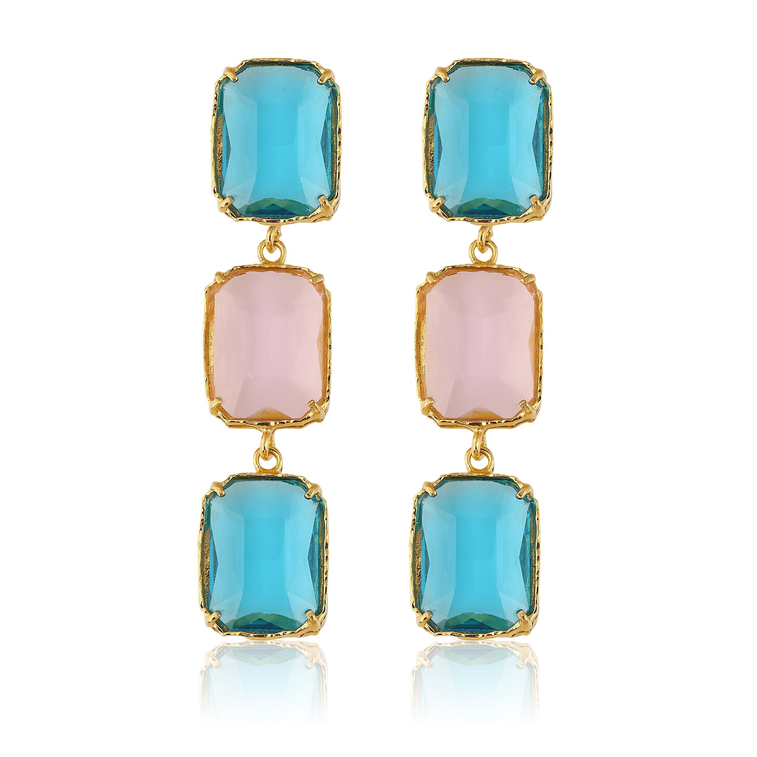 Maison Soula-Donna Earrings Deep Blue & Rose Pink-Earrings-1-Milagron.com