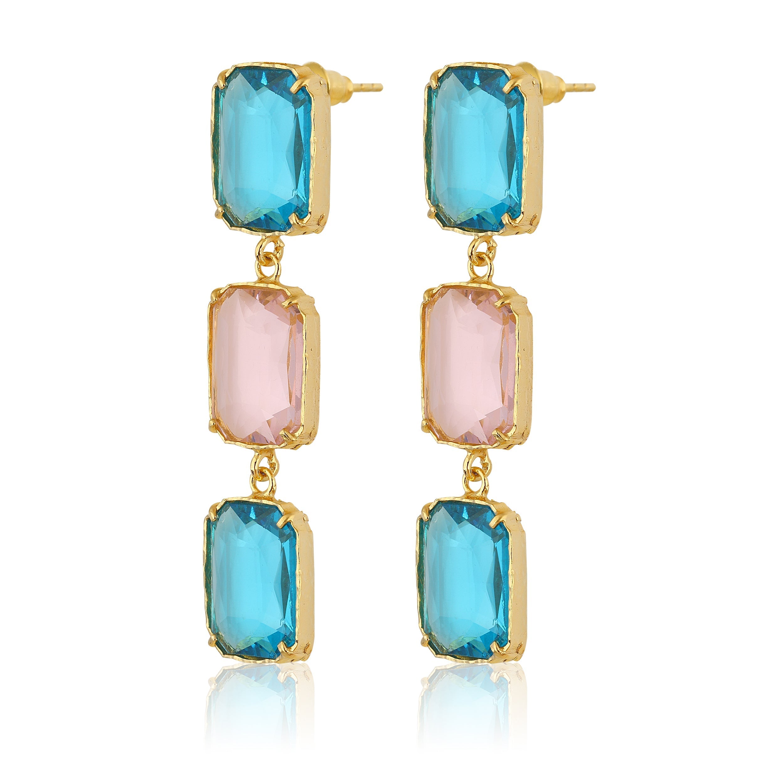Maison Soula-Donna Earrings Deep Blue & Rose Pink-Earrings-3-Milagron.com