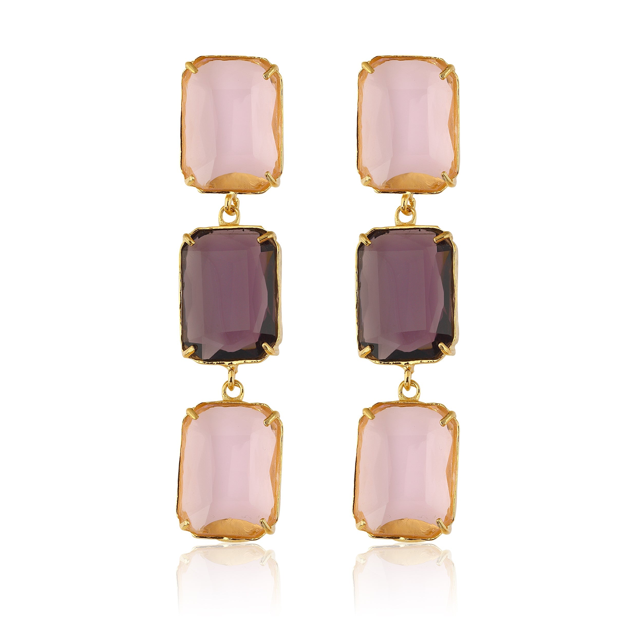 Maison Soula-Donna Earrings Rose Pink & Amethyst-Earrings-1-Milagron.com