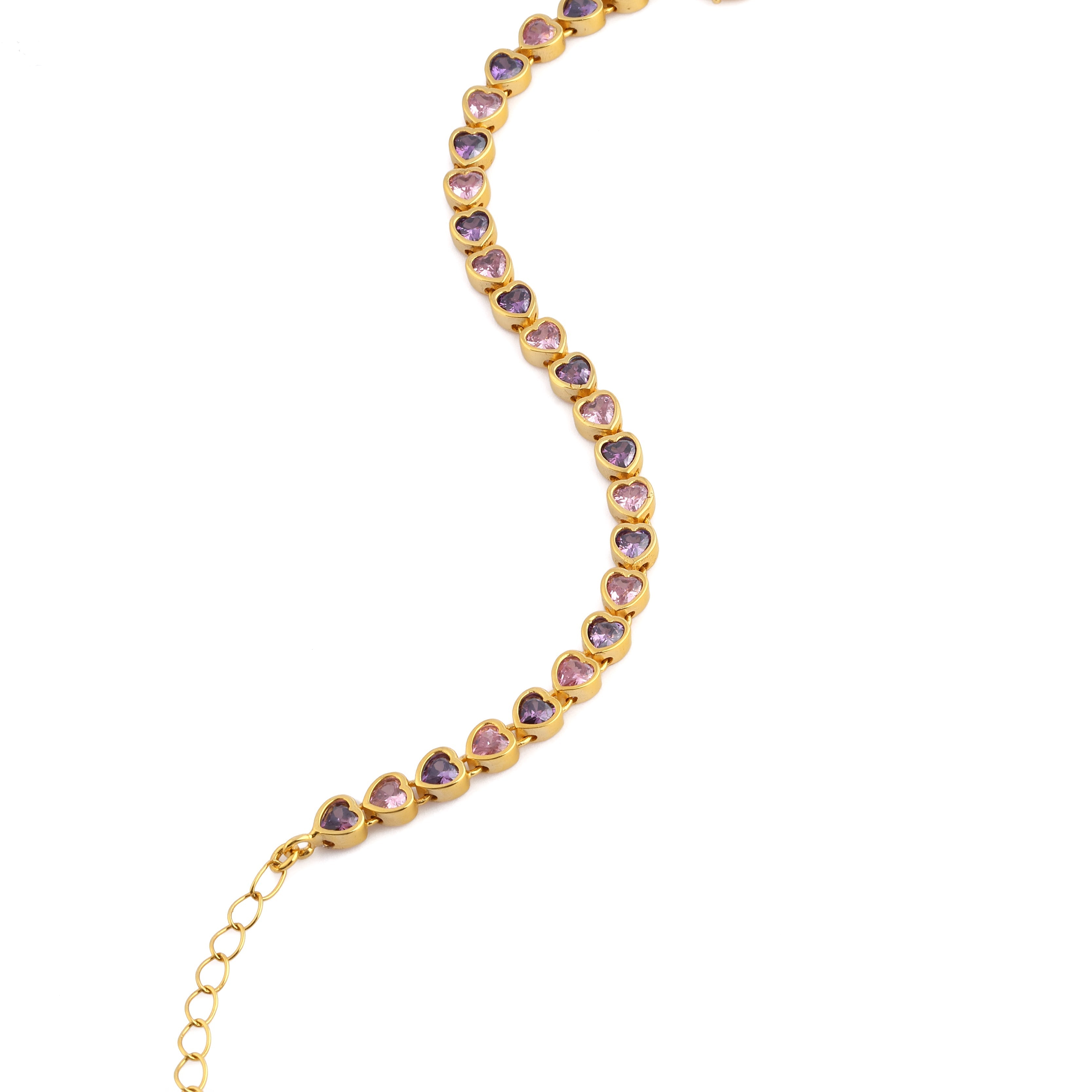 Maison Soula-Many Tiny Hearts Tennis Bracelet Violet & Rose Pink-Bracelet-3-Milagron.com