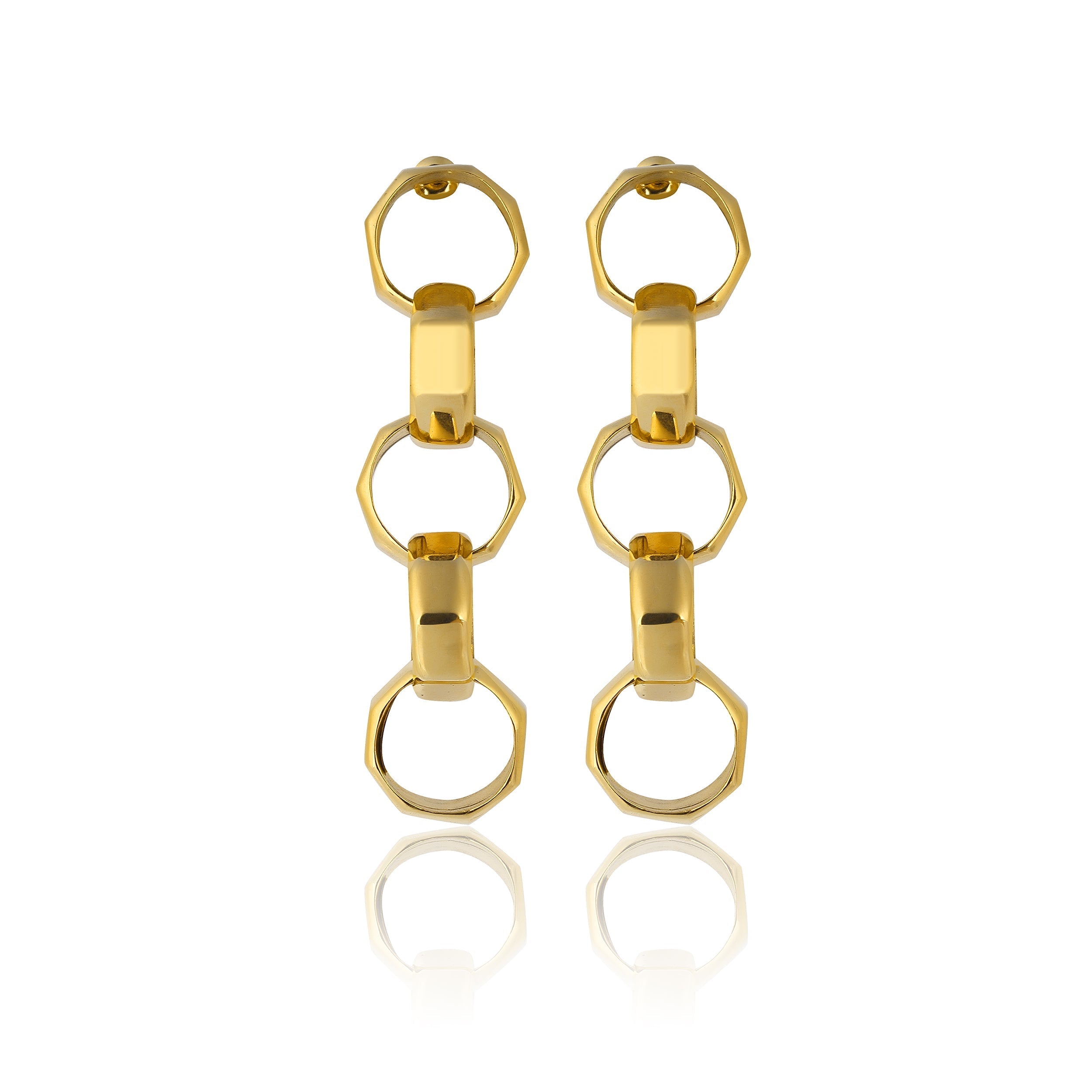 Maison Soula-Octagon Chain Drop Earrings-Earrings-1-Milagron.com
