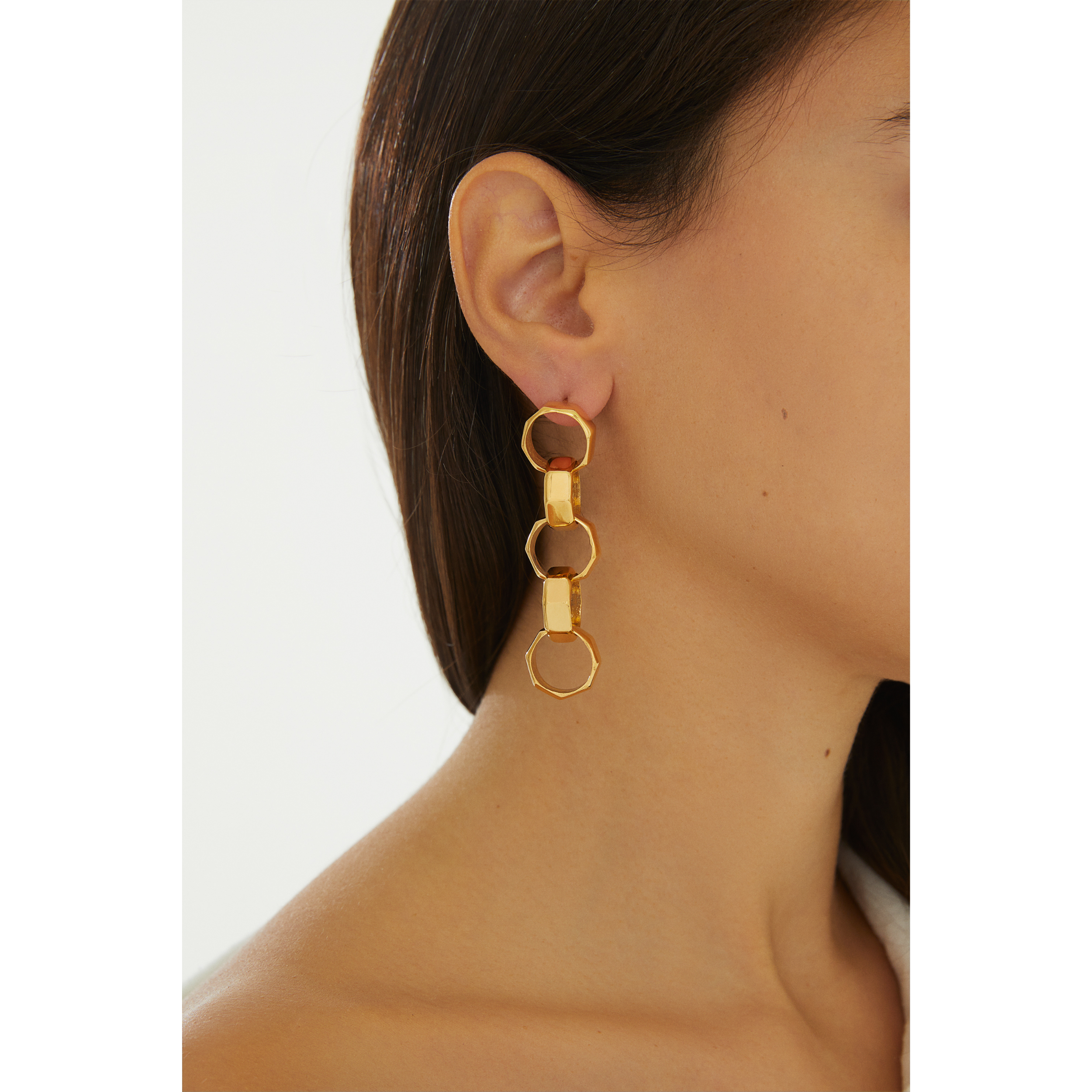 Maison Soula-Octagon Chain Drop Earrings-Earrings-2-Milagron.com