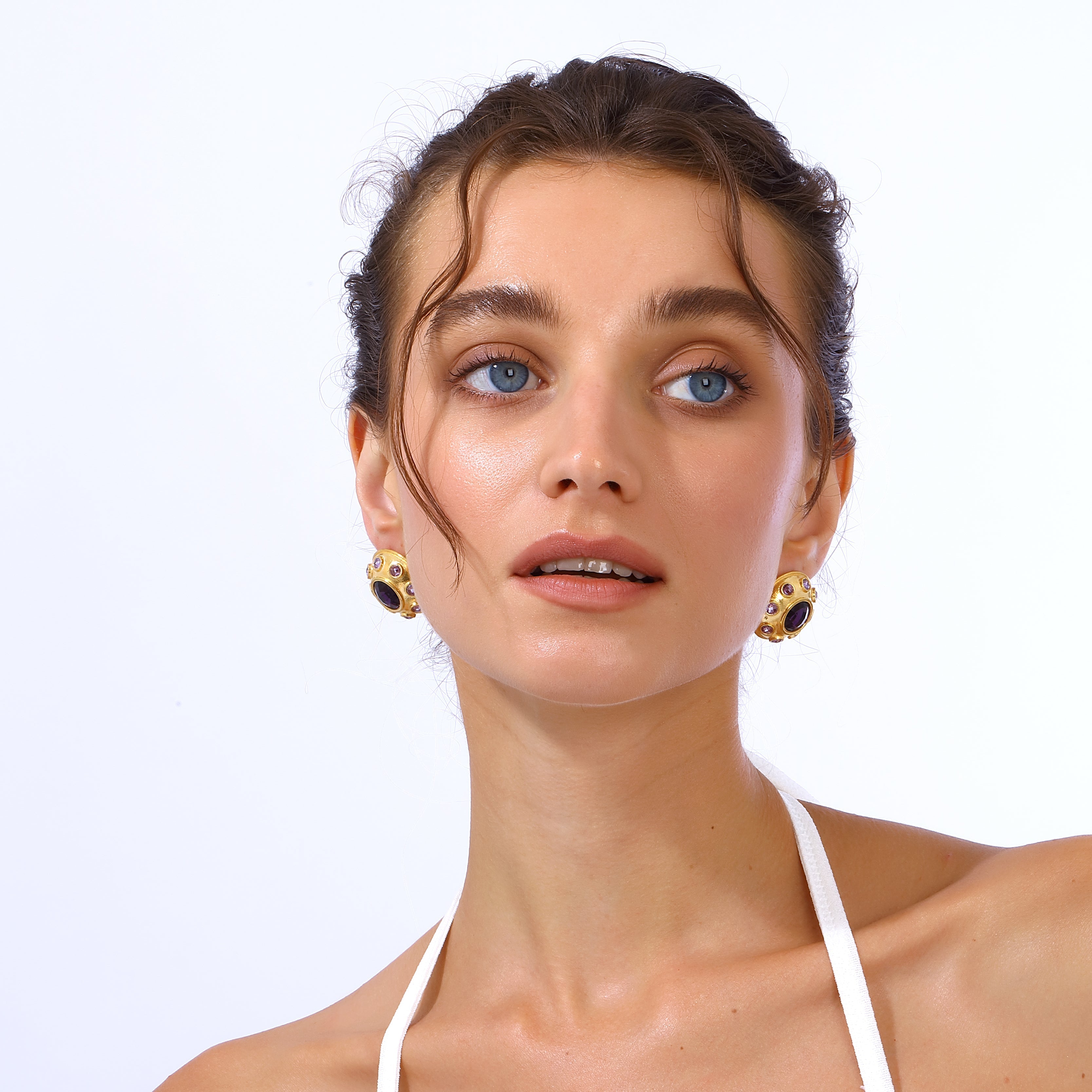 Maison Soula-Olympia Earrings Dark Amethyst-Earrings-4-Milagron.com