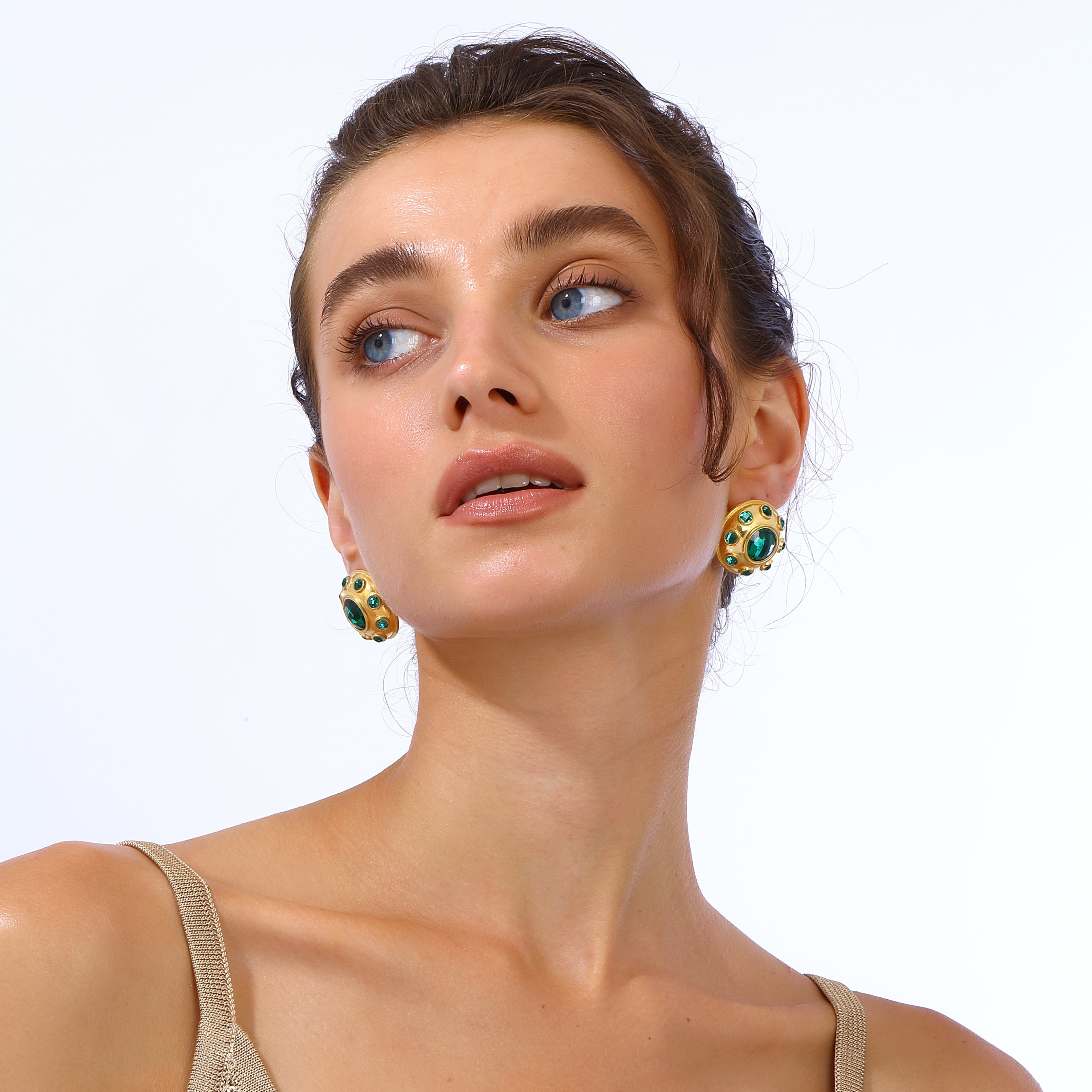 Maison Soula-Olympia Earrings Emerald Green-Earrings-2-Milagron.com