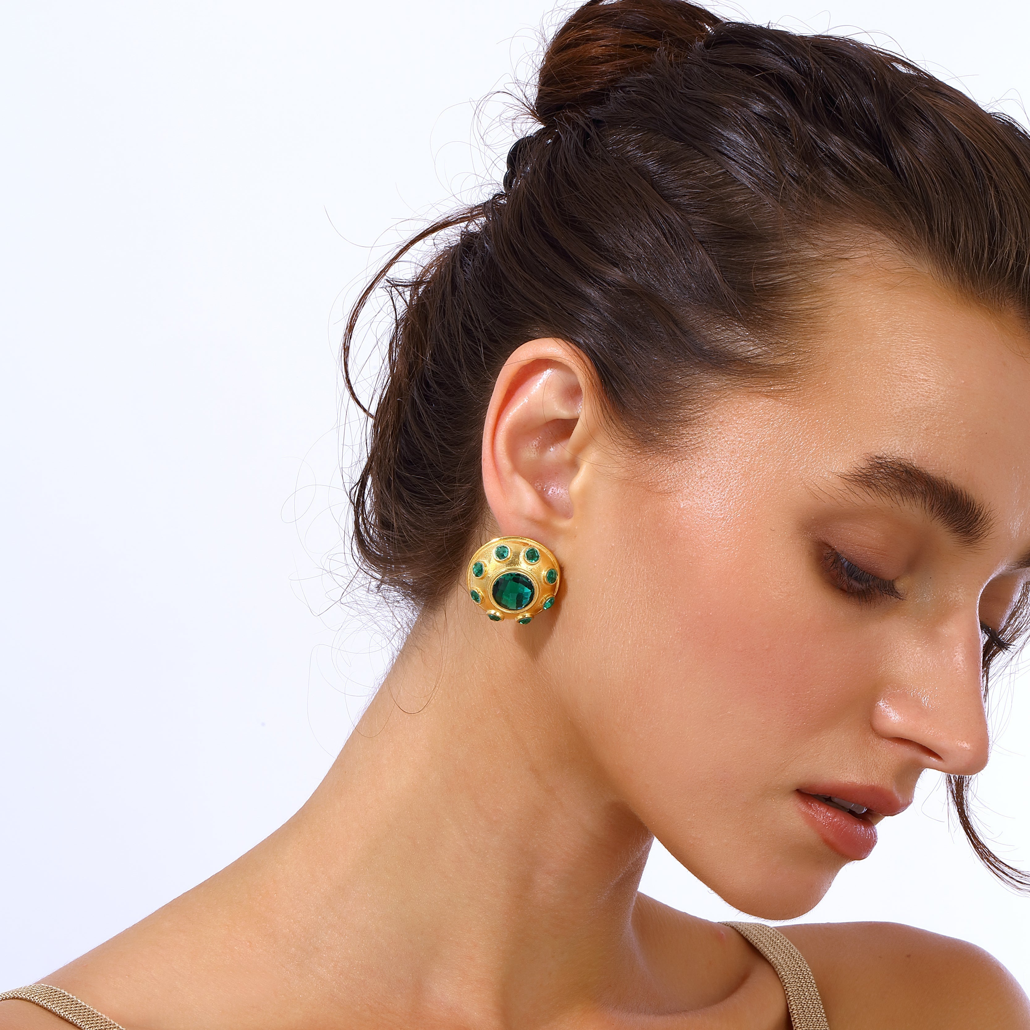 Maison Soula-Olympia Earrings Emerald Green-Earrings-6-Milagron.com