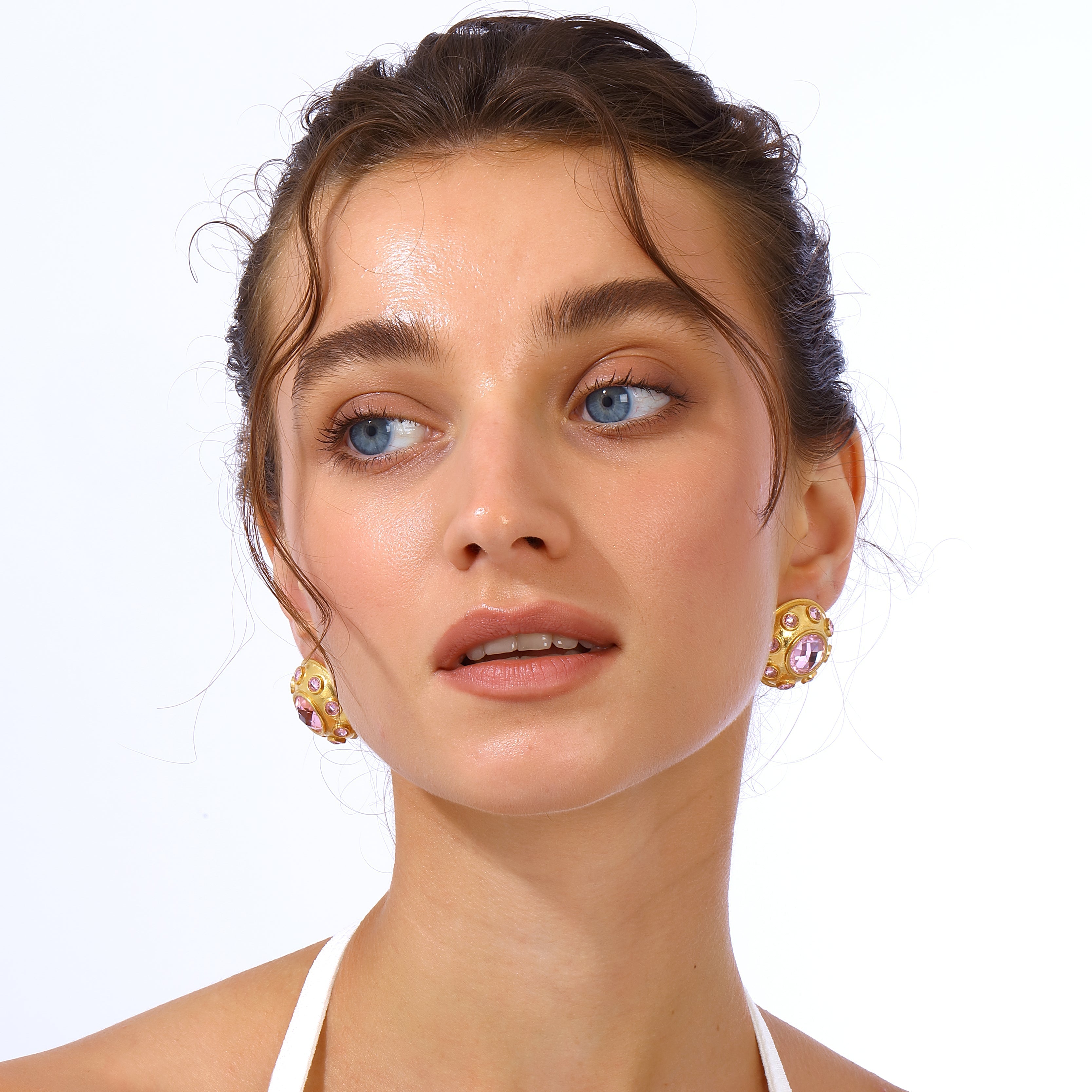 Maison Soula-Olympia Earrings Rose Pink-Earrings-4-Milagron.com