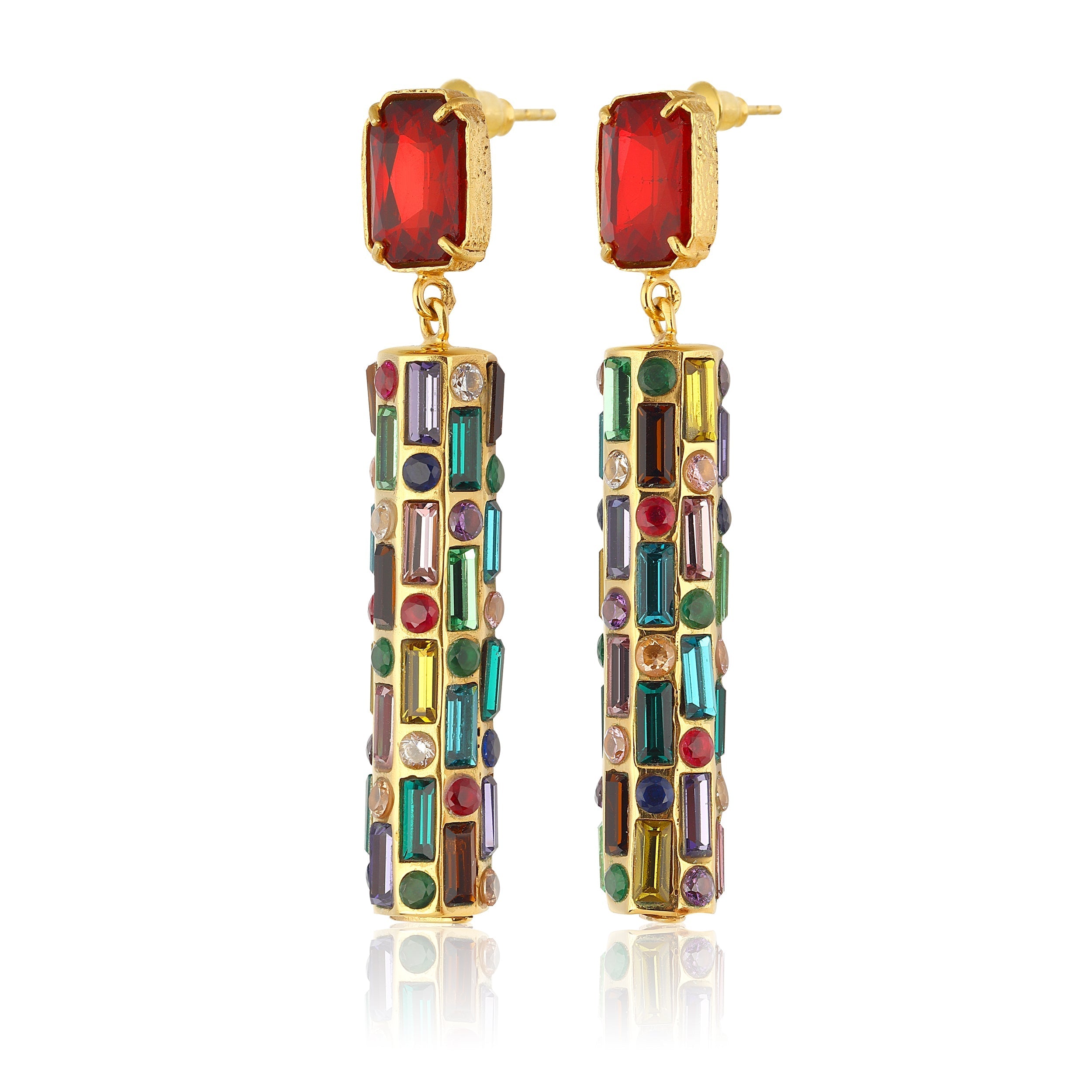 Maison Soula-Cher Drop Earrings Emerald Red-Earrings-4-Milagron.com