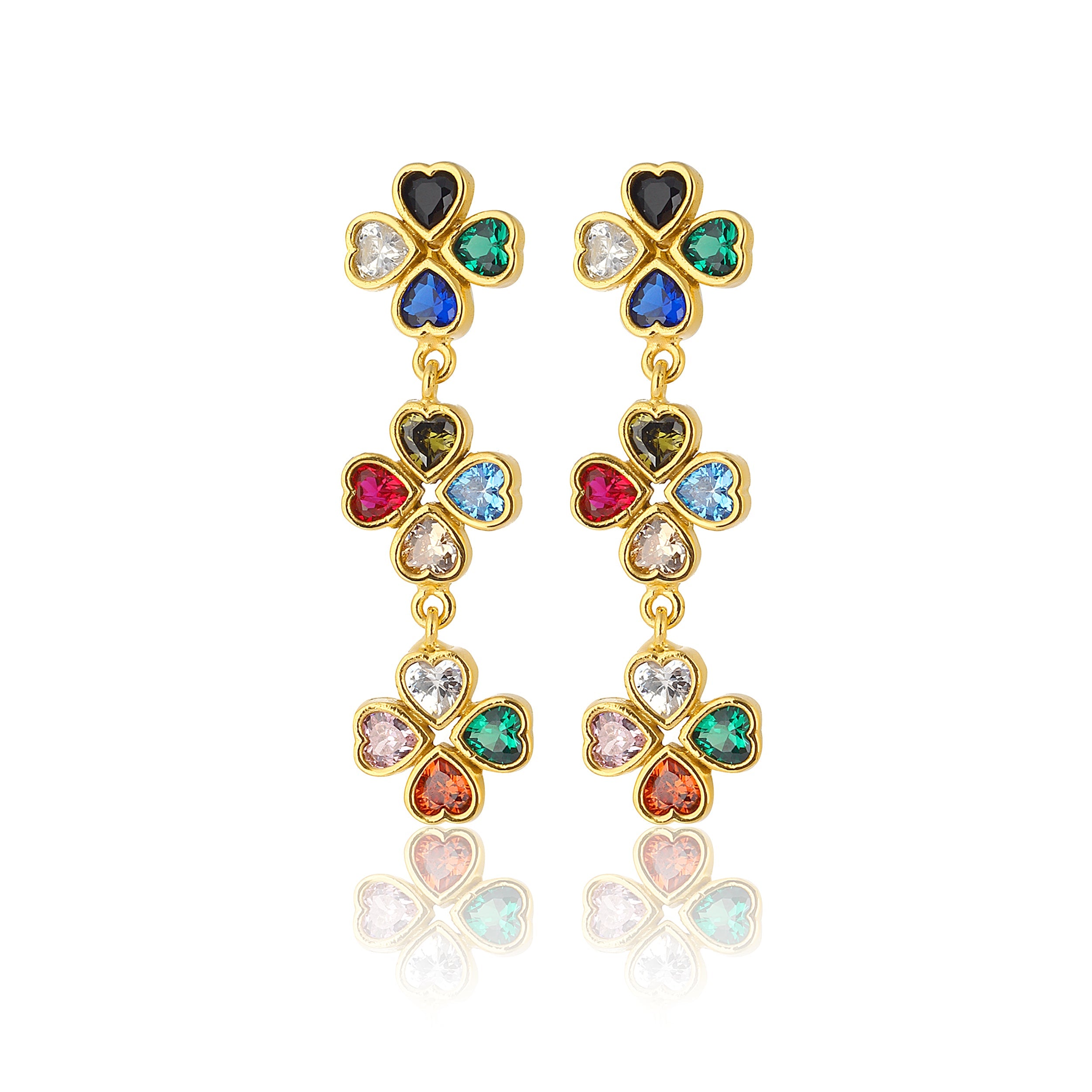 Maison Soula-Clover Trio Drop Earrings-Earrings-1-Milagron.com